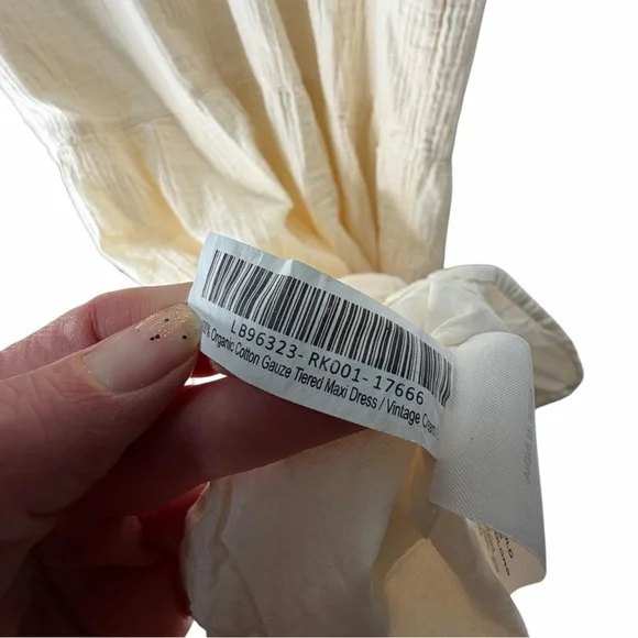 Quince 100 organic cotton gauze tiered maxi dress antique Cream color large - Picture 10 of 11